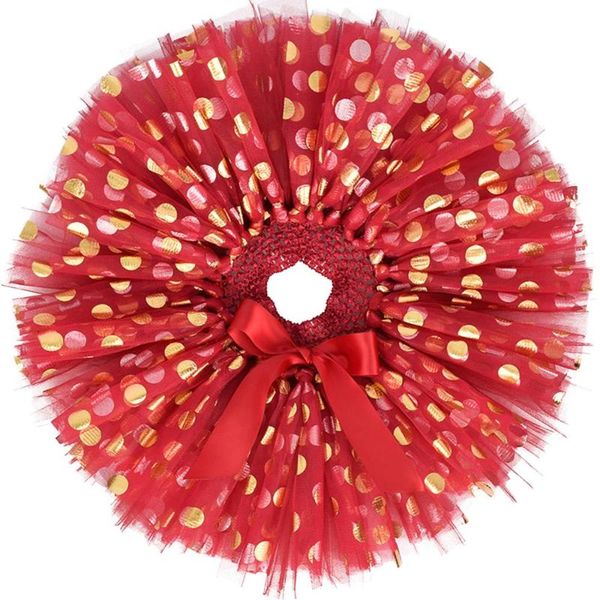 

maroon fluffy baby tutu skirt girls first birthday party costume gold polka dot infant toddler tulle skirt newborn-5t6t