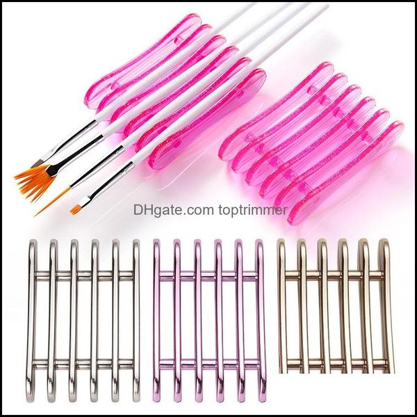 

practice salon health & beauty5 grids brush holder pen rest display stand plastic manicure tools nail art acrylic sier purple gold drop deli