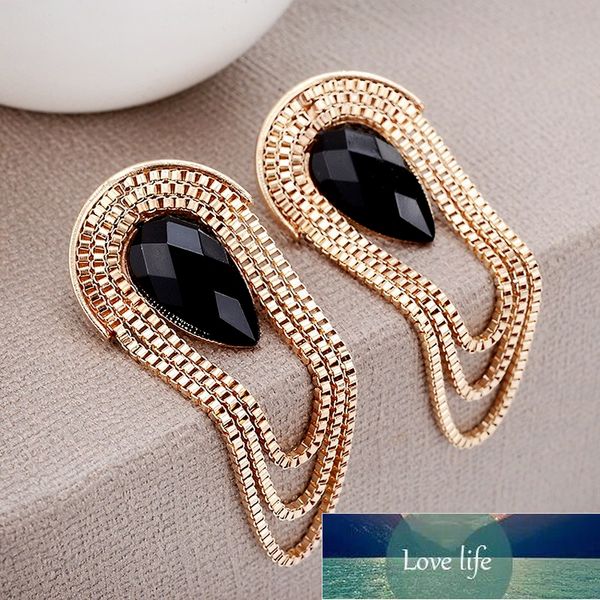 

vintage gold color long tassel big earrings for women black crystal metal cross earrings korean fashion jewelry friendship gifts factory pri, Silver