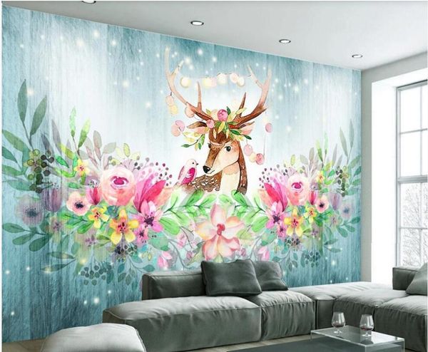 

wallpapers wall paper 3 d custom any size 3d mural on the european painted flowers elk po wallpaper in living room
