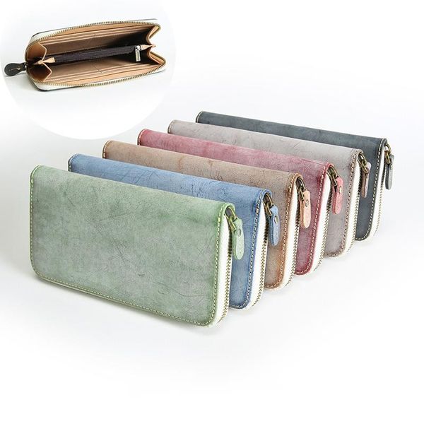 

wallets handmade handbag men's leather wallet long style fashion clip zipper youth coin purse, Red;black