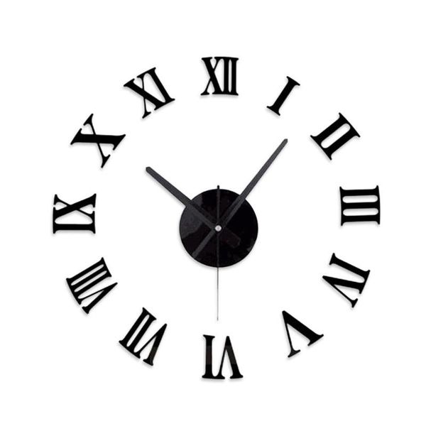 

roman number wall clock diy acrylic wall adhesive silent clock living room bedroom home decoration