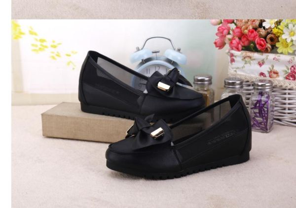 

dress shoes 2021 spring and autumn with style fashion slope heel round head bowknot women's, Black