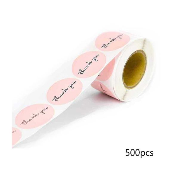 

gift wrap 500 pcs thank you stickers with gold foil heart shape and pink roll for business company,birthday wedding party