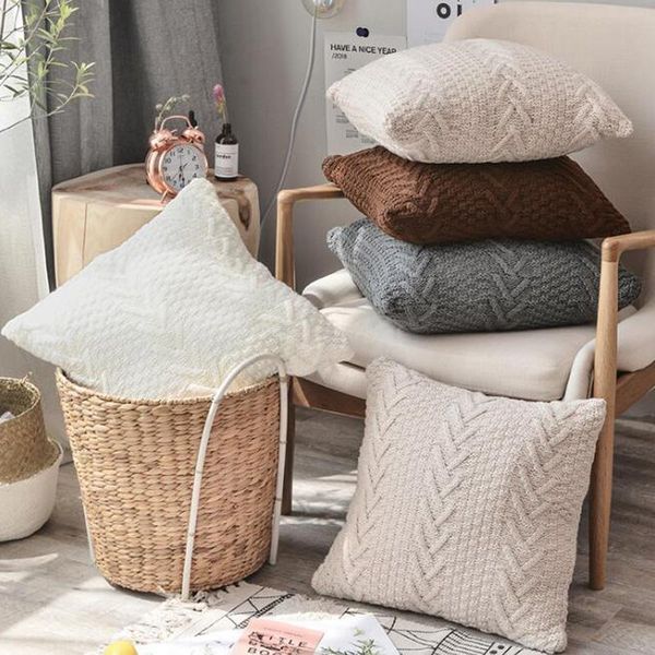 

cushion/decorative pillow 1pc solid cushion cover cotton throw pillowcases without filler 45x45cm 17.7"x17.7" home decoration