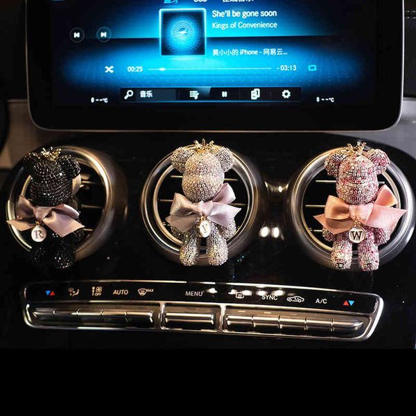 

cute styling diamond crystal air freshener vent clip decor toon gloomy bear car perfume fragrance auto diffuser scent