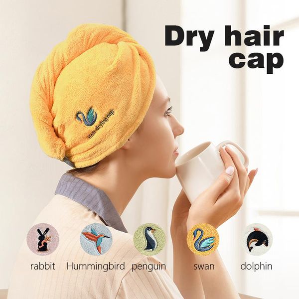 

towel hooded microfiber dry hair cap quick girls ms thicken drying hat quick-dry