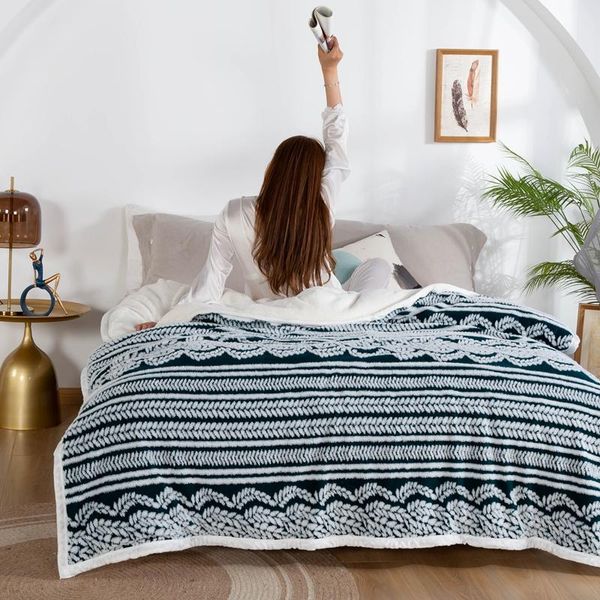 

bohemia coral fleece blanket sheet bedspread sofa warm throw flannel blankets mechanical wash boho bed linen