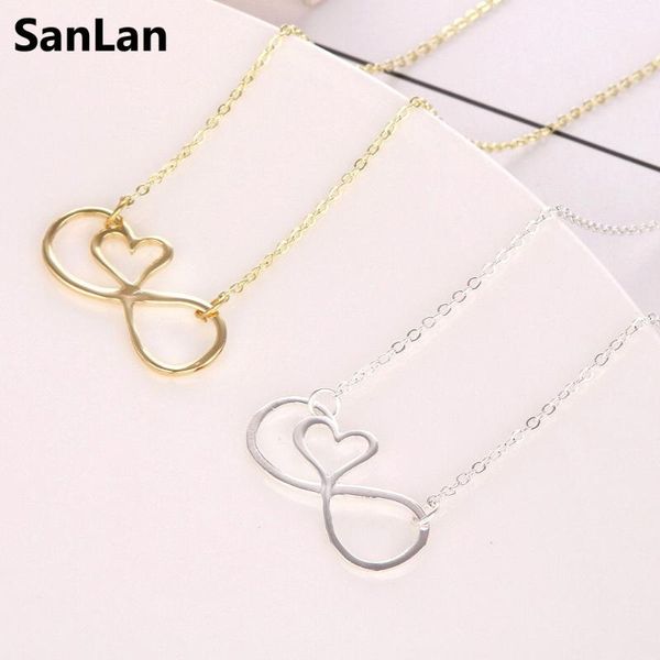 

link, chain heart infinity necklace love pendant mother day gift sanlan, Black