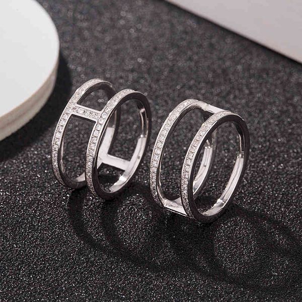 

ring exaggerated s925 sterling silver micro set h letter i-ring