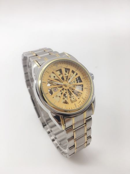 

men's hollow fashion automatic mechanical watch waterproof, Slivery;brown