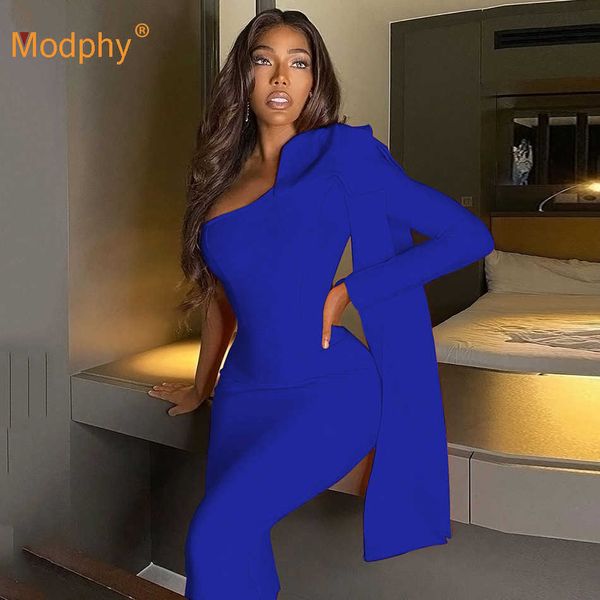

autumn bodycon bandage dress one-shoulder long-sleeved bow elegant celebrity party mid-length vestidos 210527, Black;gray