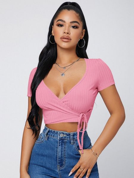 

sxy surplice neck knot side e8uo#, White