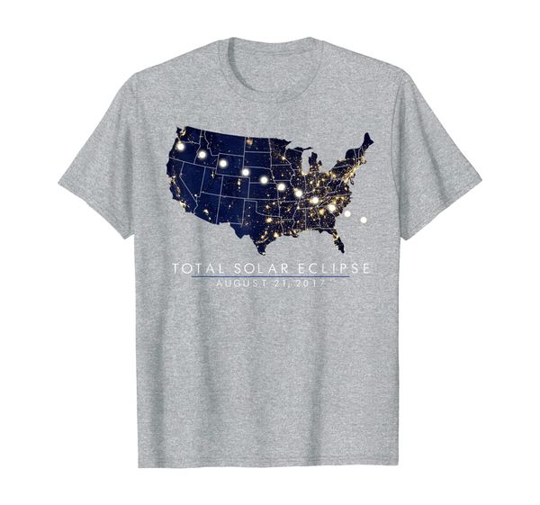 

total solar eclipse map tshirt of the usa 8/21/2017, White;black