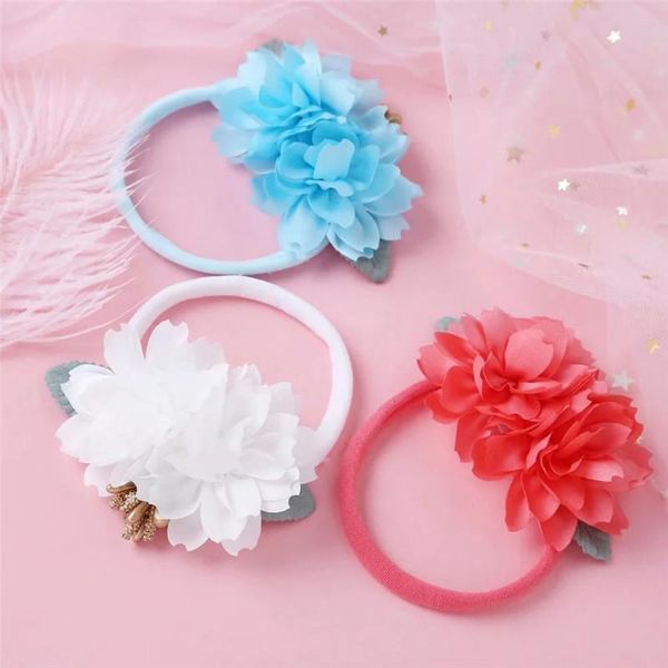 

hair accessories 6color scrunchie girl fower hairband kids bandana headband girls wholesale acccesssories boutique headwear, Slivery;white