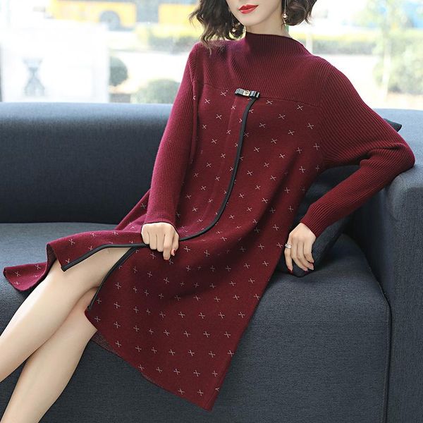 

casual dresses 2xl 5 colors brand dress fall winter women stitching hit color "x" pattern loose wild a-line female, Black;gray