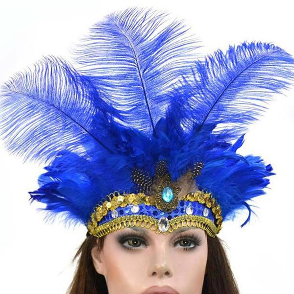 

hair clips & barrettes fantasia carnival masquerade costumes props feather headdress brazil river cuba party mask headwear for lady, Golden;silver