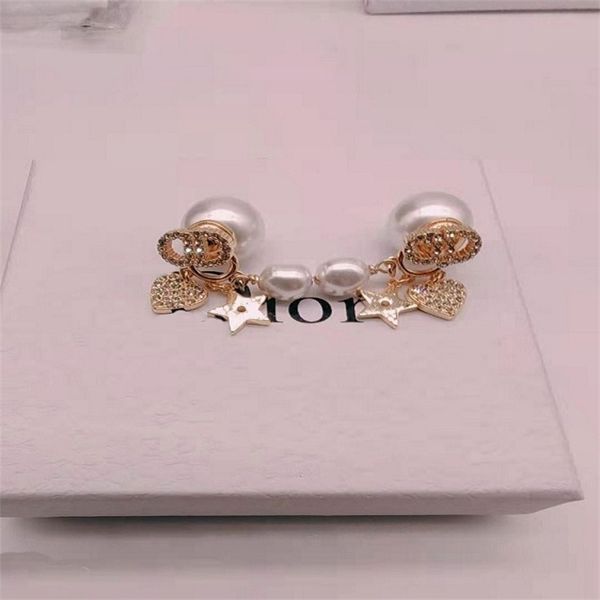 

designer jewelry love five pointed star pearl fashion earrings s925 silver needle dzed