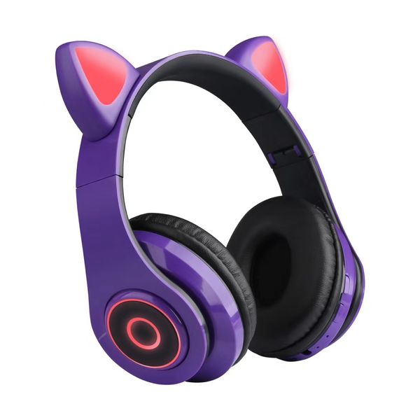 Sevimli Kedi Kulak Kablosuz Kulaklıklar B39 Bluetooth Kulaklıklar BT 5.0 Kulaklık Stereo Müzik Oyun Kablolu Kulakbud Hoparlör 40G0B