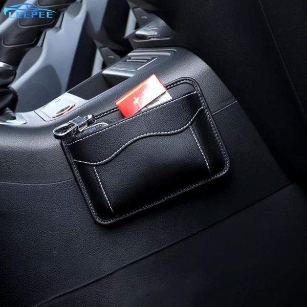 

car organizer interior accessories pu leather cards mobile phone collecting sticky bag pouch bags universal storage box