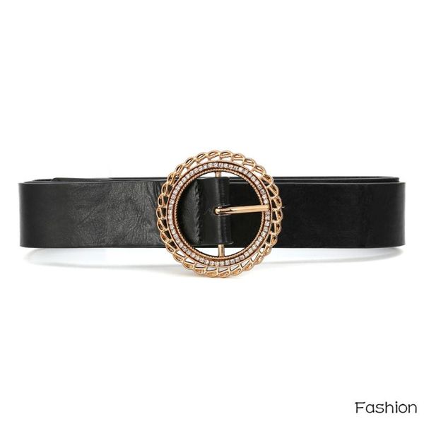 

belts exaggerated geometric round belt retro hollow out fashion metal pin buckle for couples party accessories gift, Black;brown
