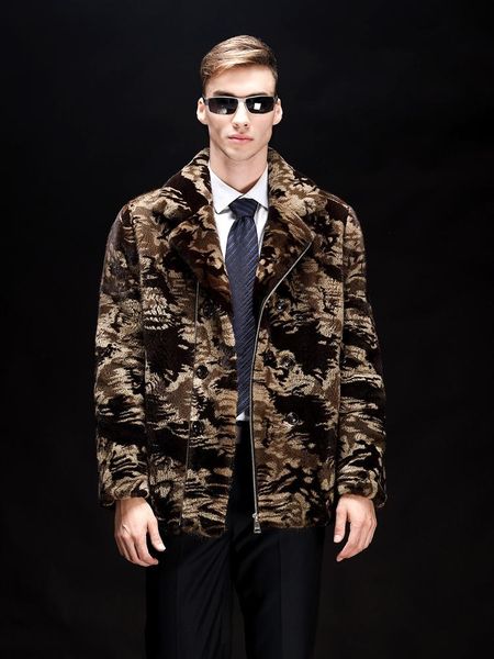 

men's leather & faux 2021 mens coat camouflage short imported jacket black