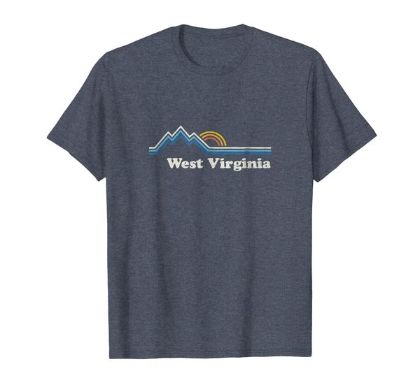 

retro west virginia wv t shirt vintage sunrise mountains tee, White;black
