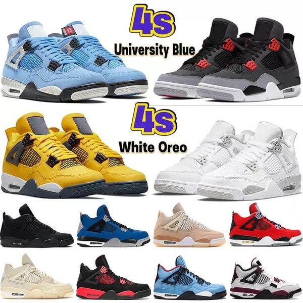 

mens 4 4s basketball shoes university blue white oreo infrared shimmer red thunder metallic purple black cat paris bred men women sneakers t