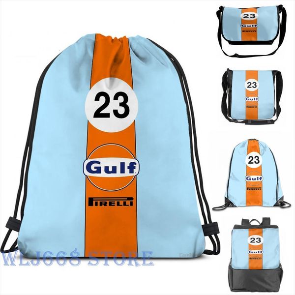 

funny graphic print shoulder bags women gulf oil racing colours single backpack travel for men gym bag