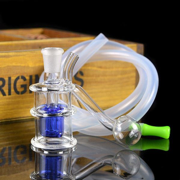 Facile da trasportare da uso da 10 mm mini bong di vetro riciclar a spirale colpi di olio di olio bruciahs brong del tubo dell'acqua bong con banger e tubo flessibile