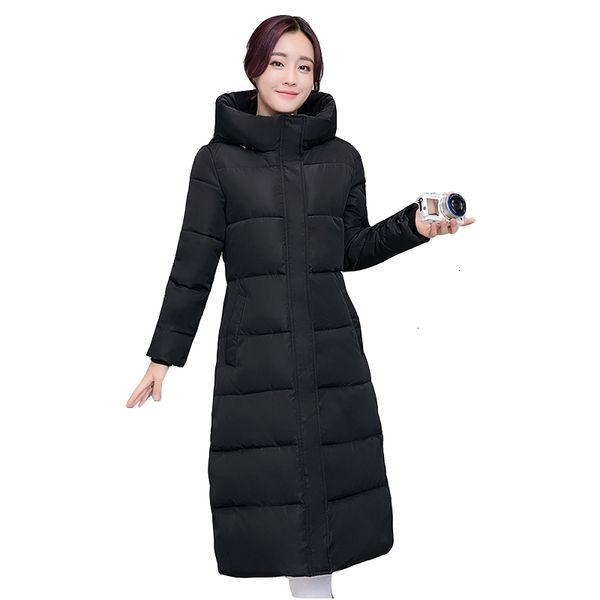 

2021 Winter Women's Parkas New Hooded Cotton-padded Jacket Long Over-the-knee Padded Outwear Korean Plus Size Down Cotton Coat A74 0A6J, Black