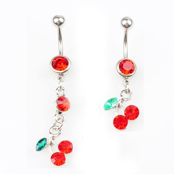 

( 1 color d0091 ) cherry red color belly button navel rings body piercing jewelry dangle accessories fashion charms (10pcs/lot) jfb-2643, Silver