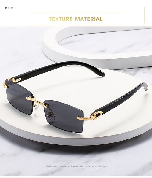 

2021 new frameless sunglasses natural mix ox horn men and women sunglasses glasses eyeglassessize: 56-18-140mm, White;black