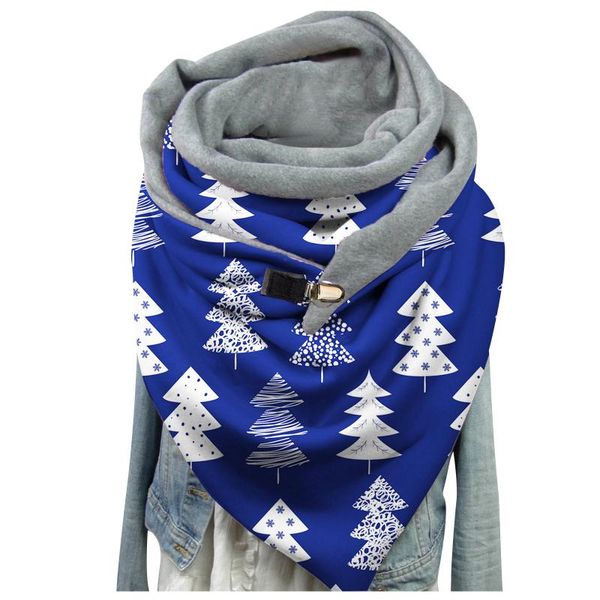 

scarves winter for women scasual christmas print casual scarf fashion multi-purpose shawl button designer echarpe femme, Blue;gray