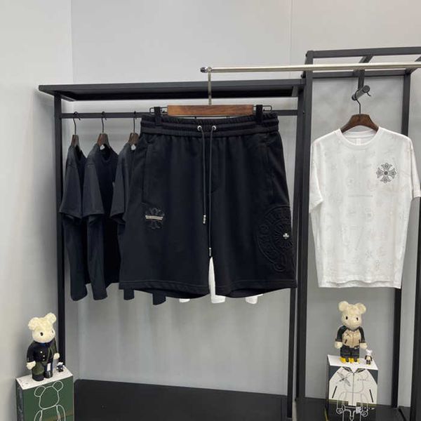 

fashion outlet 21ss chrome fengchao brand summer ch cross three dimensional embossed shorts casual capris for men and women, White;black