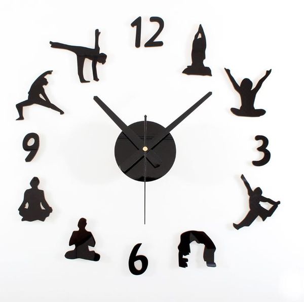 

wall clocks mute home living room yoga type diy quartz fashion bar watches