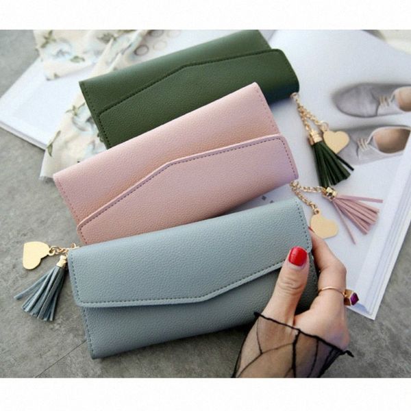 

female new long wallet purse hand-cranked heart-shaped pendant fashion multi-functional lychee pattern women's wallet lady 75di#, Red;black