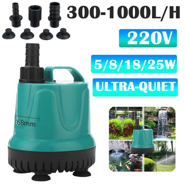 

5/8/18/25w 220v aquarium water pump pet craft pumps ultra-quiet micro submersible fish tank pond fountains pool pump