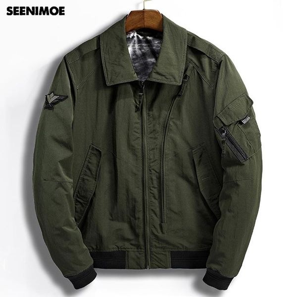 

men's jackets seenimoe 2021 bomber jacket men military pilot and coat m-3xl spring outwear coats windbreaker chaquetas hombre, Black;brown