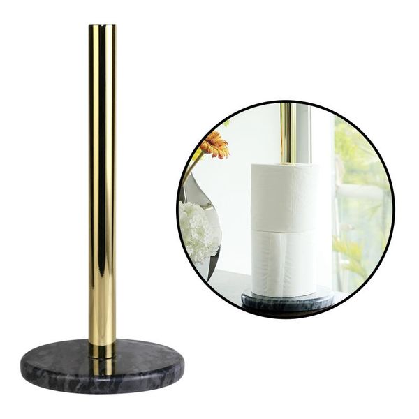 

strong rustproof modern metal roll paper stand w/ marble base for home bathroom