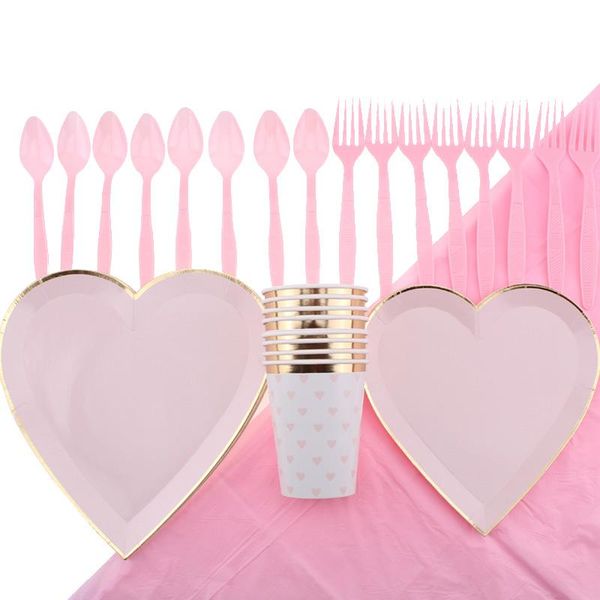 

disposable dinnerware party supplies tableware valentine's day items wedding decoration birthday heart shapes paper plates