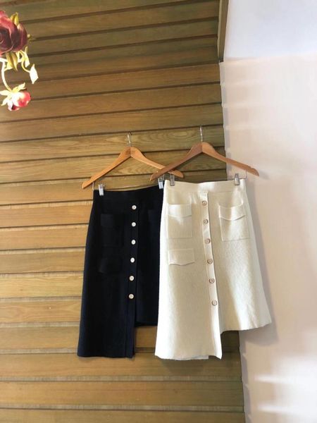 

skirts ladies 2021 fashion solid color full wool front pocket asymmetrical feet fashionable half skirt 1207, Black