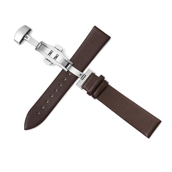 

watch bands beafiry genuine leather band 12mm 14mm 16m 20mm 22mm butterfly buckle straps watchband brown blue black green white, Black;brown