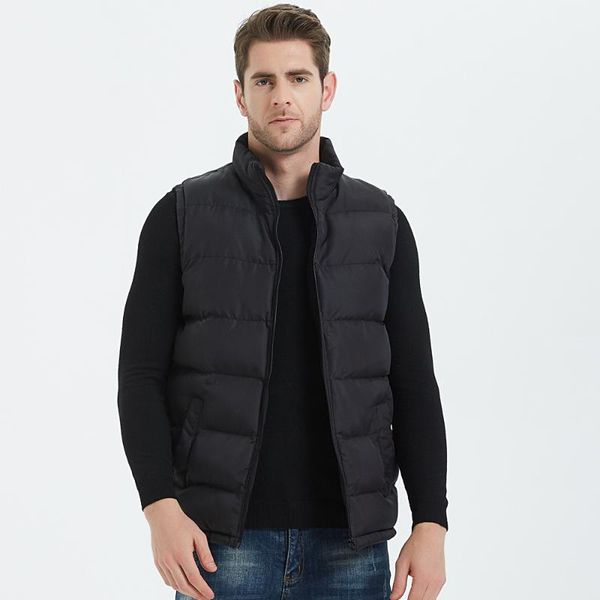 

men's vests 2021 autumn for men stand collar keep warm casual cotton vest brand jacket sleeveless european size m-xxl waistcoat male, Black;white