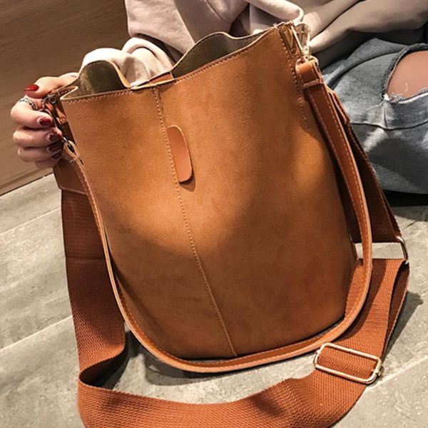 

genuine ladies bucket pu shoulder bag single shoulder large capacity messenger broadband female solid color handbag