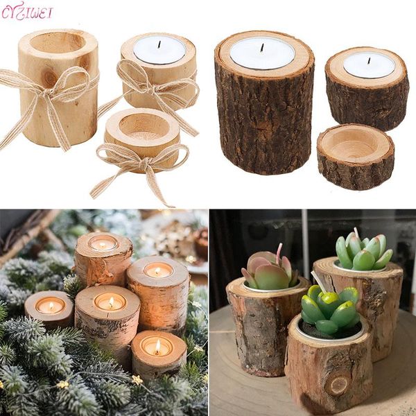 

candle holders creative wooden candlestick succulent plant pot tray holder table deskdecoration rustic wedding festival home decor