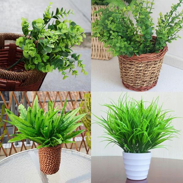 

1pcs artificial boston fern fake flowers plant bush 21 leaf leave foliage home garden wedding party decor landscape decoration