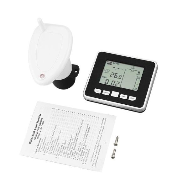

smart home control ultrasonic wireless water tank liquid depth level meter sensor with temperature display 3.3 inch led
