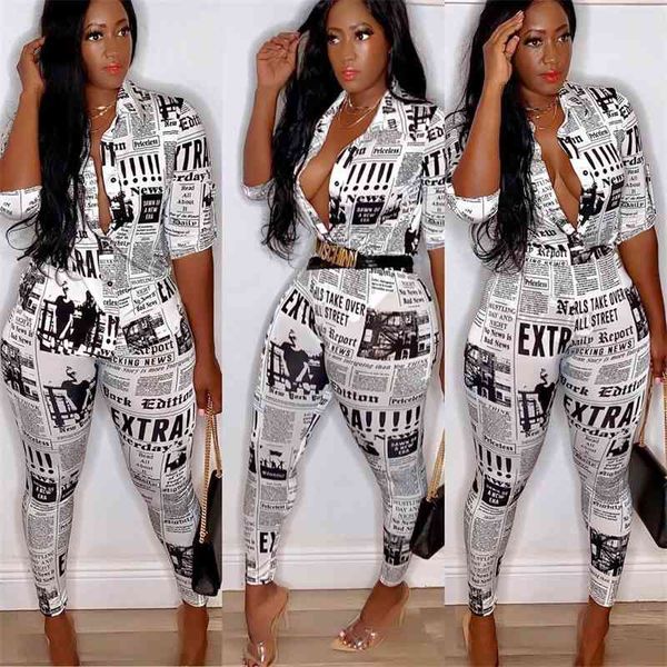 

women's tracksuits women tracksuit 2 piece set sweatsuit outfit newspaper printing t-shirt pullover bodycon leggings pants plus si, Gray