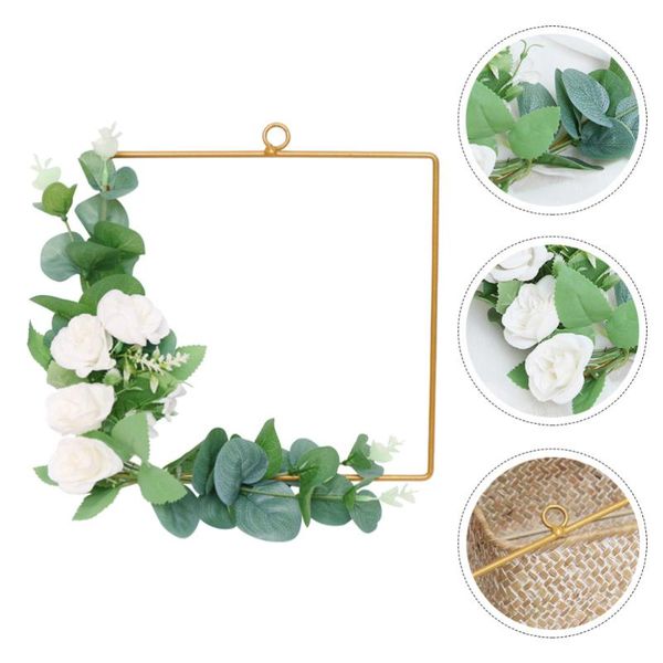 

1pc artificial garland iron art garland flower wreath wall ornament (white)